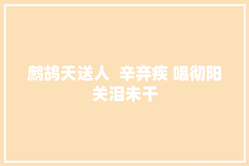 鹧鸪天送人  辛弃疾 唱彻阳关泪未干