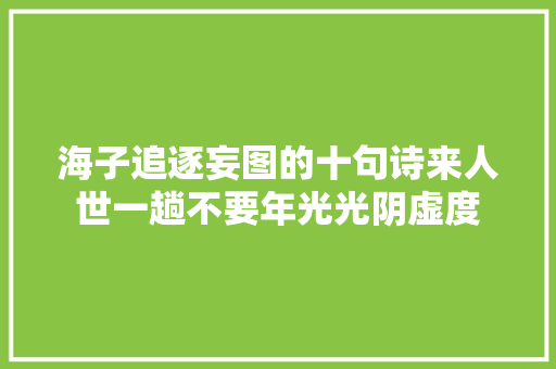 海子追逐妄图的十句诗来人世一趟不要年光光阴虚度
