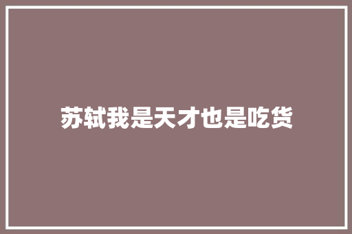 苏轼我是天才也是吃货