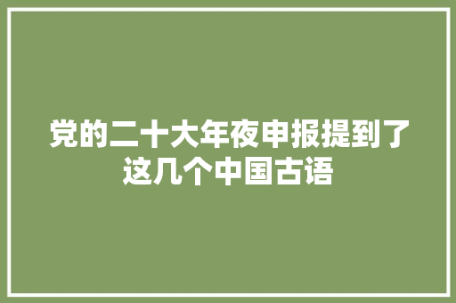 党的二十大年夜申报提到了这几个中国古语