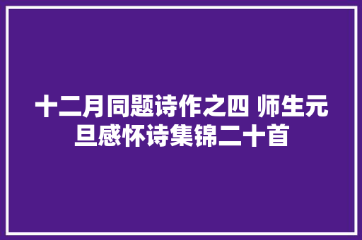 十二月同题诗作之四 师生元旦感怀诗集锦二十首