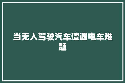 当无人驾驶汽车遭遇电车难题