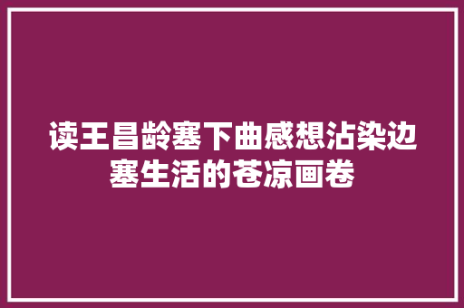 读王昌龄塞下曲感想沾染边塞生活的苍凉画卷