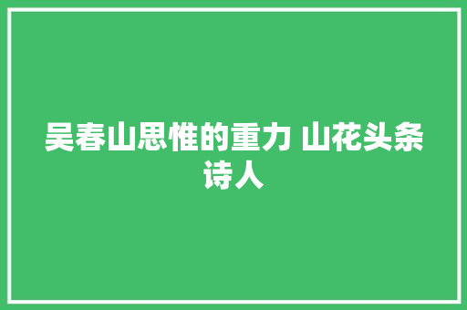 吴春山思惟的重力 山花头条诗人