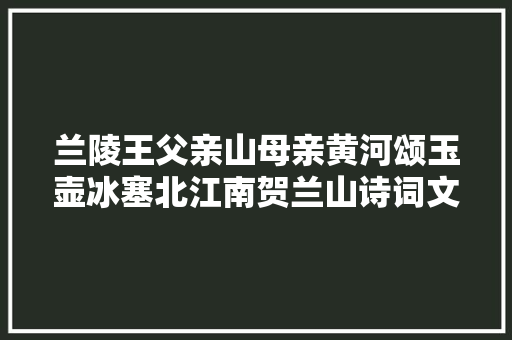兰陵王父亲山母亲黄河颂玉壶冰塞北江南贺兰山诗词文化诵读
