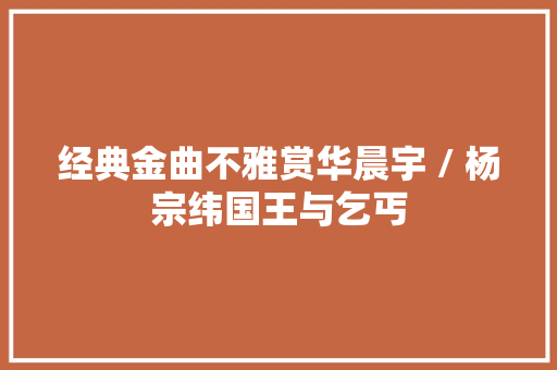 经典金曲不雅赏华晨宇 / 杨宗纬国王与乞丐