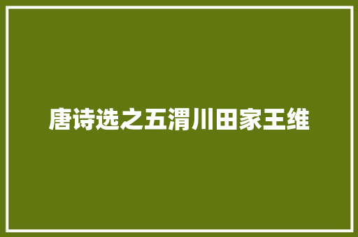 唐诗选之五渭川田家王维