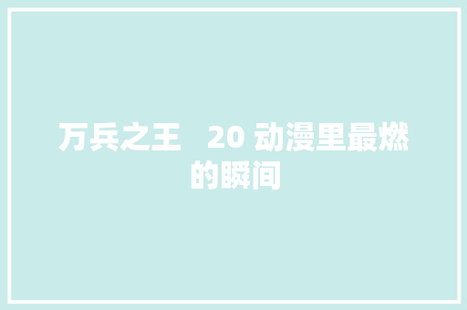 万兵之王   20 动漫里最燃的瞬间