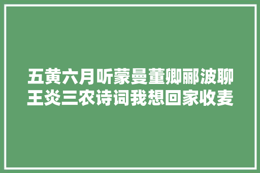 五黄六月听蒙曼董卿郦波聊王炎三农诗词我想回家收麦子