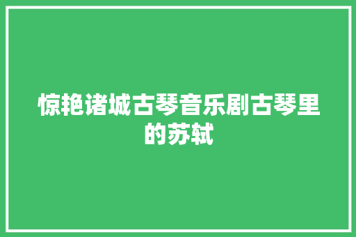惊艳诸城古琴音乐剧古琴里的苏轼