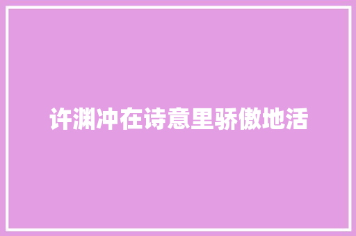 许渊冲在诗意里骄傲地活