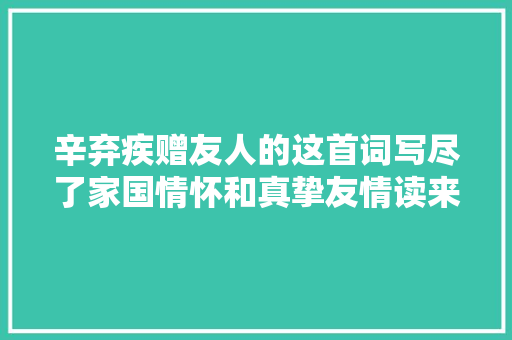 辛弃疾赠友人的这首词写尽了家国情怀和真挚友情读来令人动容