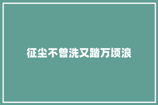 征尘不曾洗又踏万顷浪