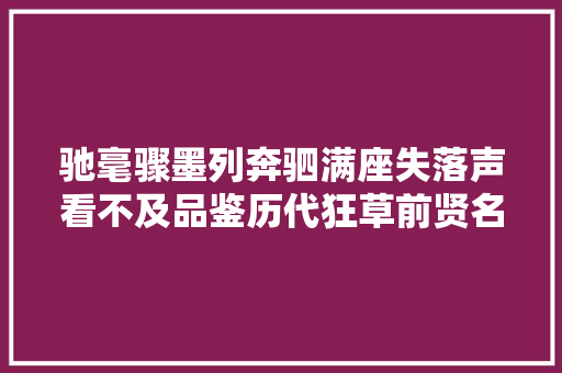 驰毫骤墨列奔驷满座失落声看不及品鉴历代狂草前贤名迹