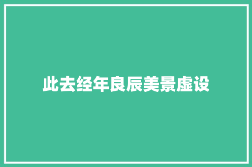 此去经年良辰美景虚设