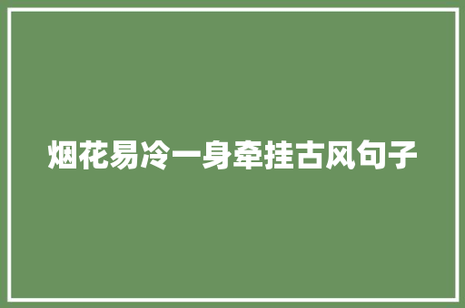 烟花易冷一身牵挂古风句子