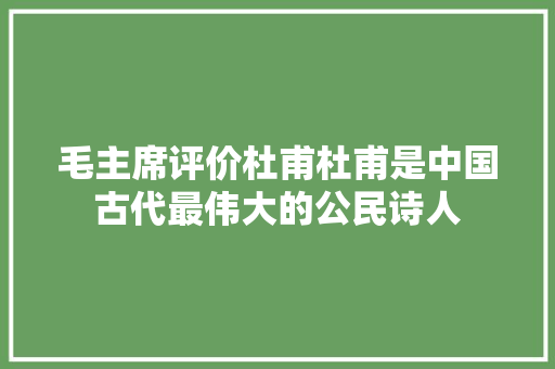 毛主席评价杜甫杜甫是中国古代最伟大的公民诗人