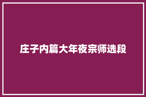 庄子内篇大年夜宗师选段
