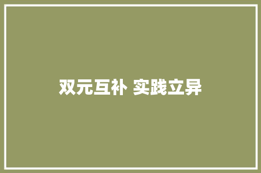 双元互补 实践立异