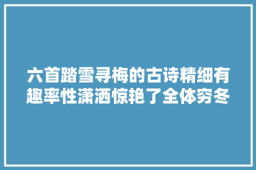 六首踏雪寻梅的古诗精细有趣率性潇洒惊艳了全体穷冬