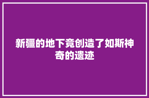 新疆的地下竟创造了如斯神奇的遗迹