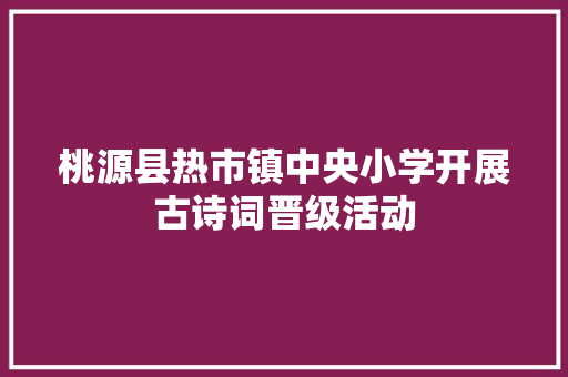 桃源县热市镇中央小学开展古诗词晋级活动