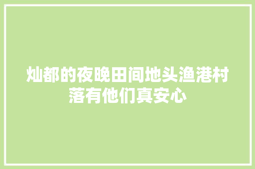 灿都的夜晚田间地头渔港村落有他们真安心