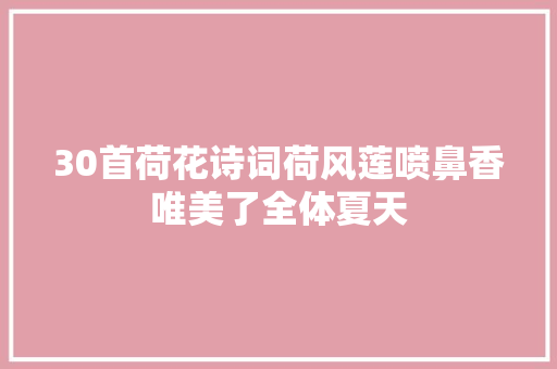 30首荷花诗词荷风莲喷鼻香唯美了全体夏天