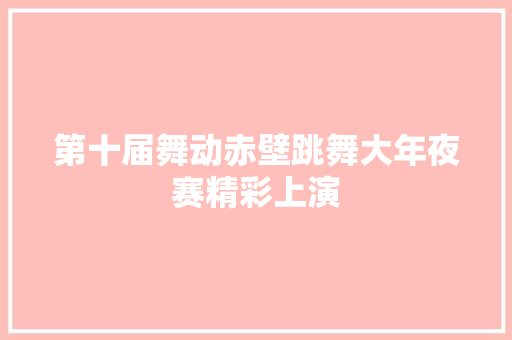 第十届舞动赤壁跳舞大年夜赛精彩上演