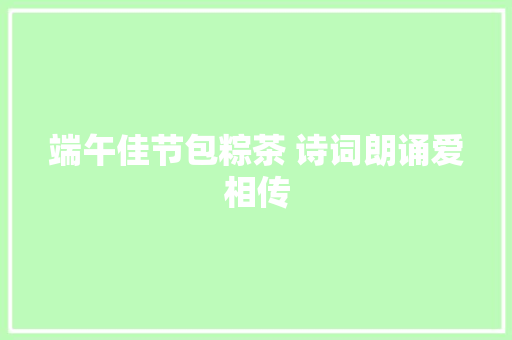 端午佳节包粽茶 诗词朗诵爱相传