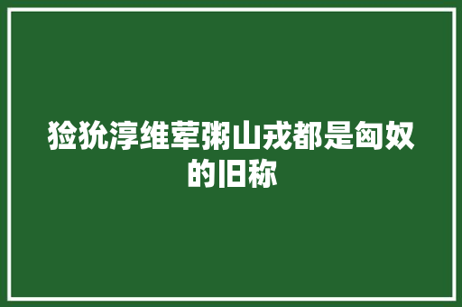 猃狁淳维荤粥山戎都是匈奴的旧称