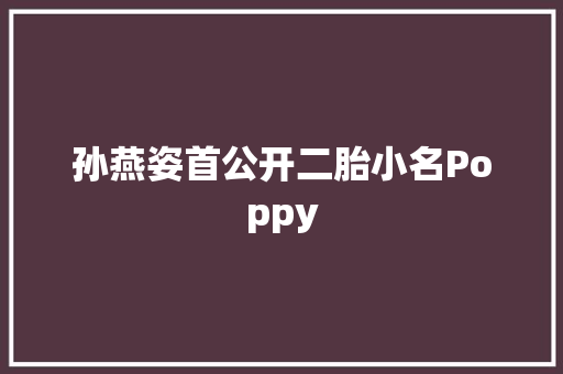 孙燕姿首公开二胎小名Poppy