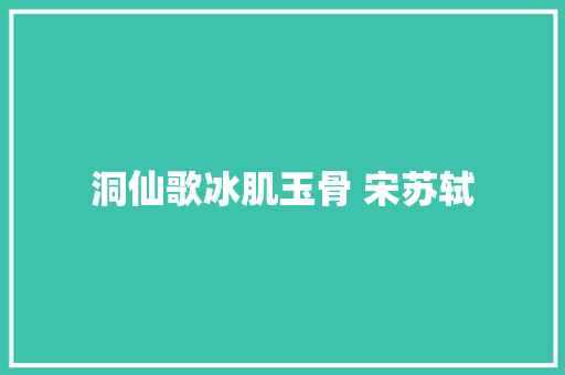 洞仙歌冰肌玉骨 宋苏轼