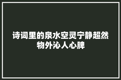 诗词里的泉水空灵宁静超然物外沁人心脾