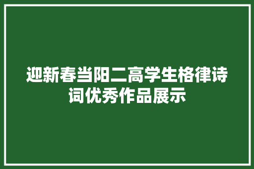 迎新春当阳二高学生格律诗词优秀作品展示