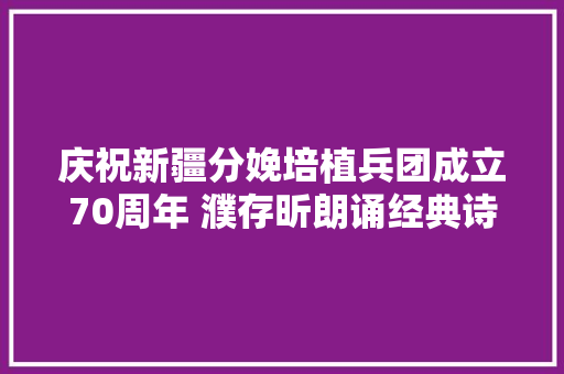 庆祝新疆分娩培植兵团成立70周年 濮存昕朗诵经典诗作西去列车的窗口