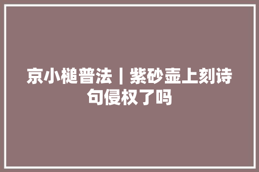 京小槌普法｜紫砂壶上刻诗句侵权了吗