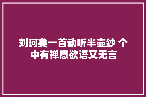 刘珂矣一首动听半壶纱 个中有禅意欲语又无言