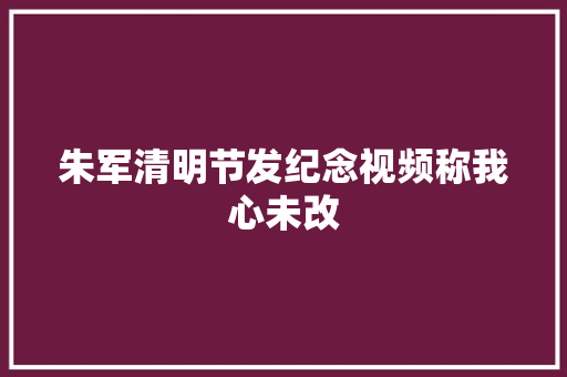 朱军清明节发纪念视频称我心未改