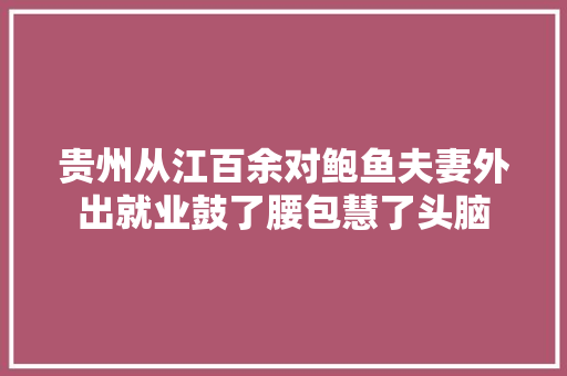 贵州从江百余对鲍鱼夫妻外出就业鼓了腰包慧了头脑