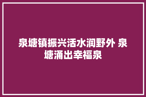 泉塘镇振兴活水润野外 泉塘涌出幸福泉