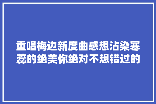 重唱梅边新度曲感想沾染寒蕊的绝美你绝对不想错过的诗词经典