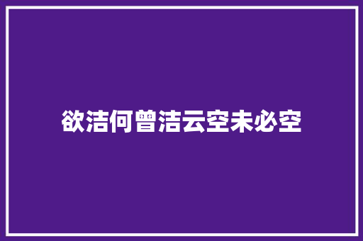 欲洁何曾洁云空未必空