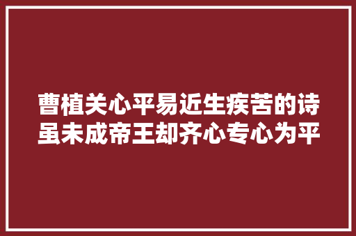 曹植关心平易近生疾苦的诗虽未成帝王却齐心专心为平易近才子当之无愧