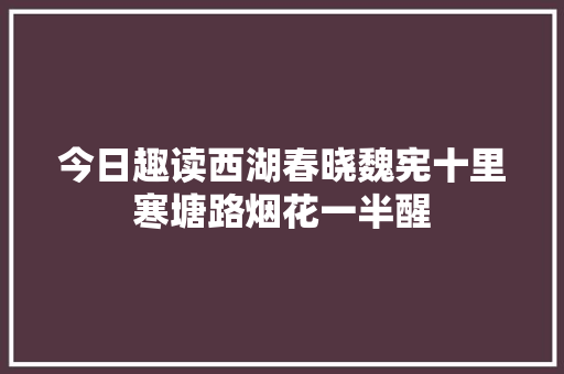 今日趣读西湖春晓魏宪十里寒塘路烟花一半醒