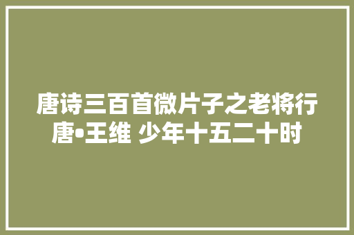 唐诗三百首微片子之老将行唐•王维 少年十五二十时