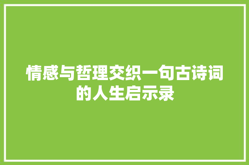 情感与哲理交织一句古诗词的人生启示录