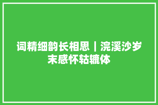 词精细韵长相思｜浣溪沙岁末感怀轱辘体