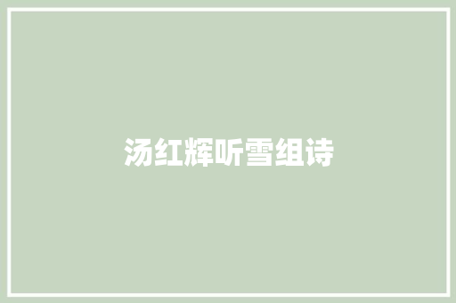 汤红辉听雪组诗