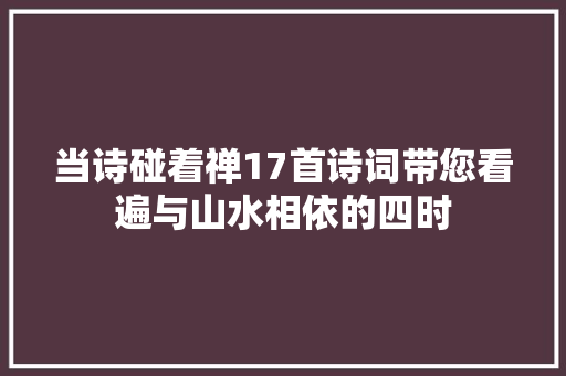当诗碰着禅17首诗词带您看遍与山水相依的四时